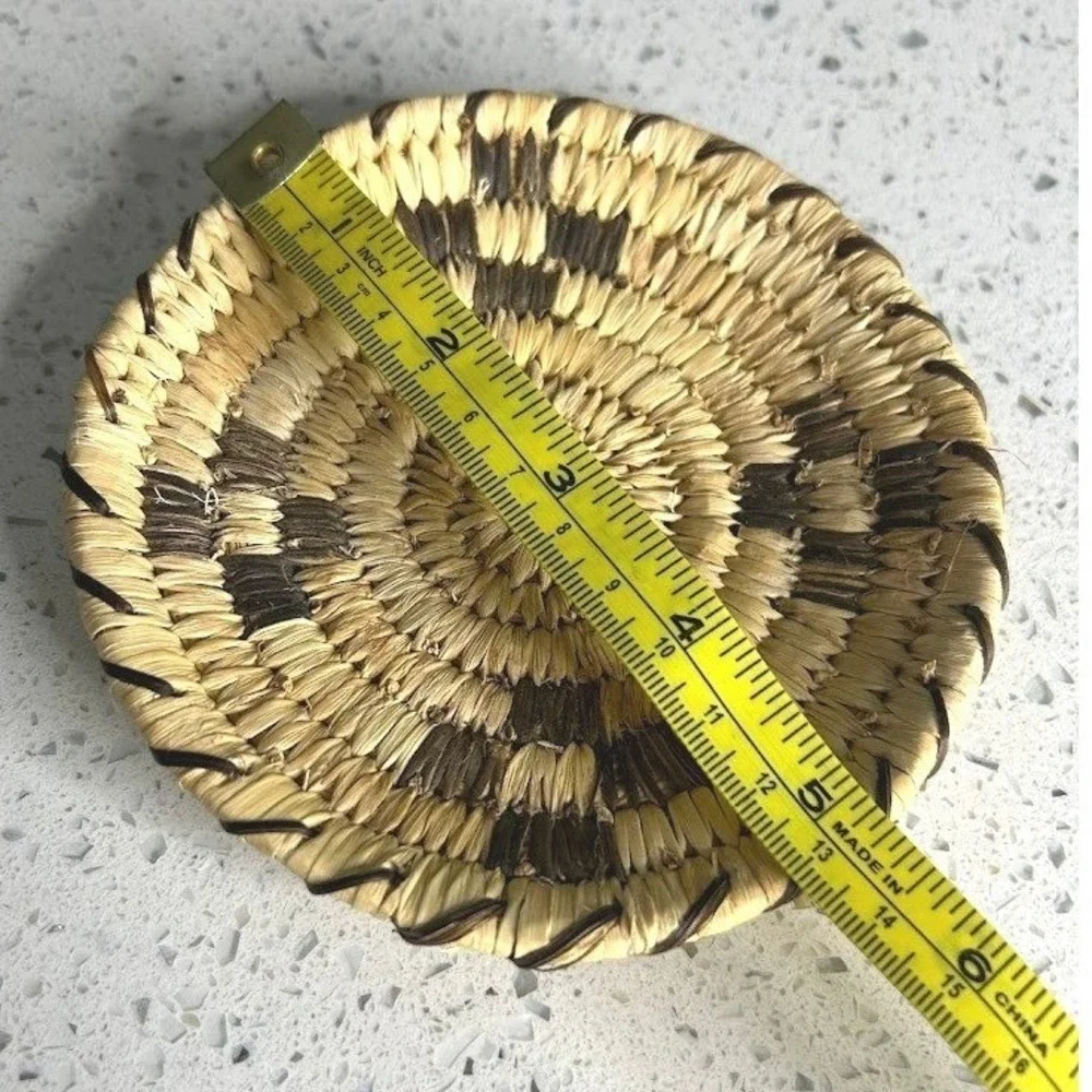 Vintage‎ Papago Handwoven Tohono O'odham Yucca Devils Claw Basket 5.25